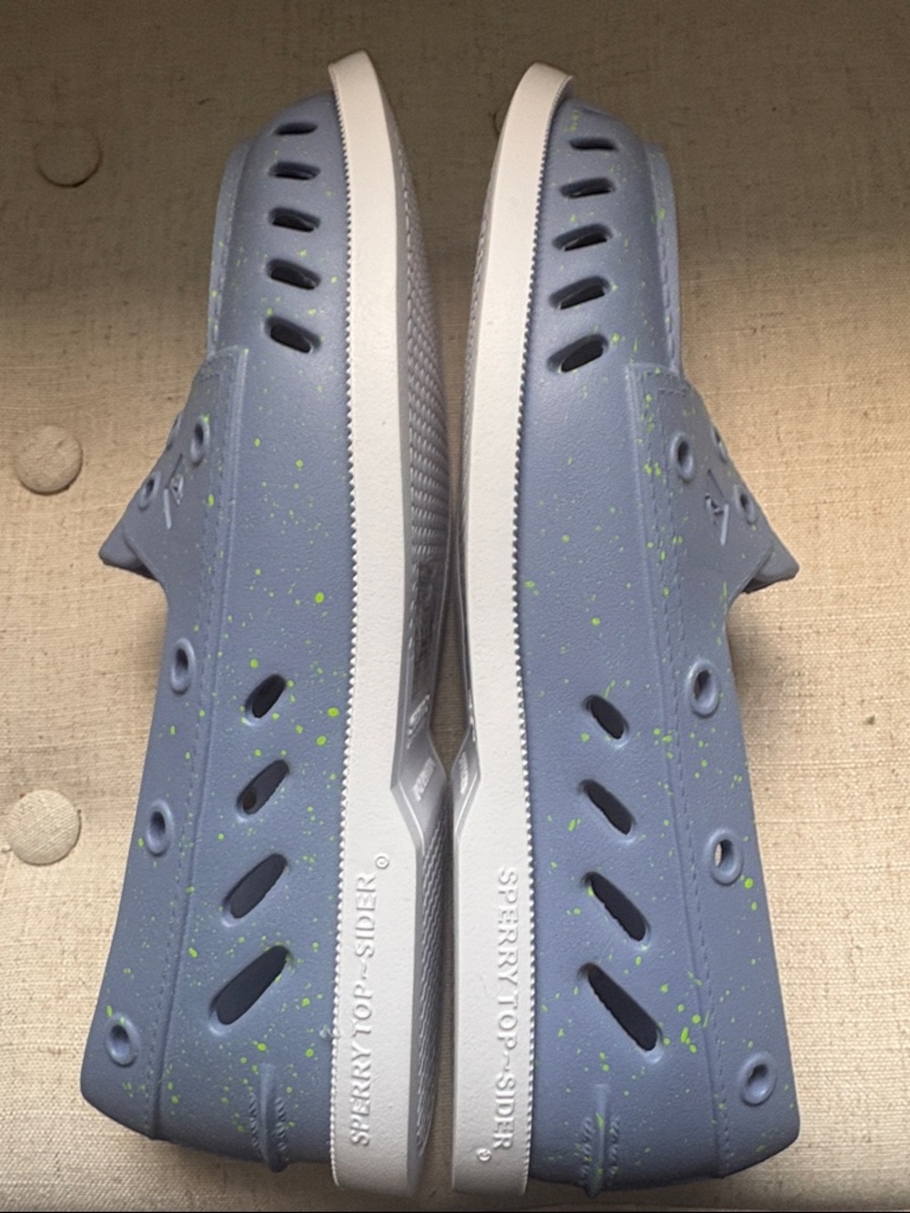 NWOT Sperry Authentic Women's  Slip-On Boat Shoes w/Lime Speckles; Sz: 7 - Picture 6 of 10